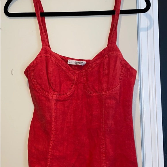 Pull & bear Red linen dress! Size Medium! - Picture 3 of 3
